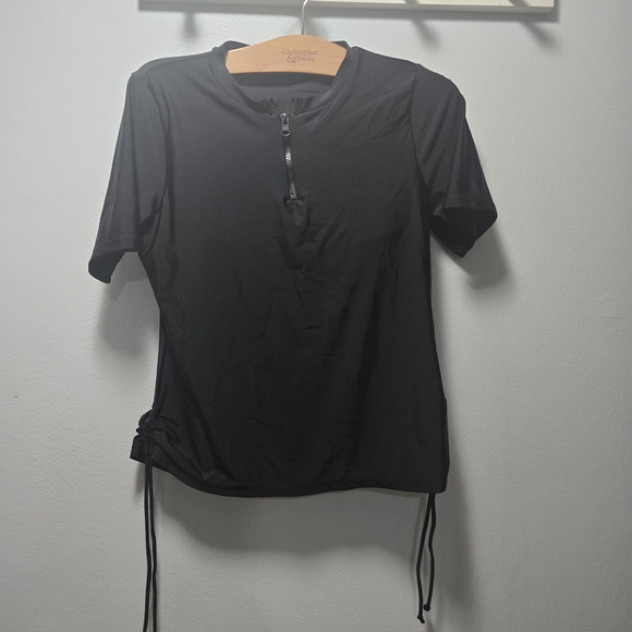 Other - Black Short Sleeve Zip-Up Swiming Top